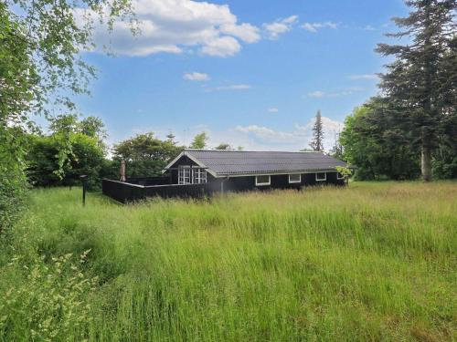 a black house in a field of tall grass at 4 person holiday home in Fjerritslev-By Traum in Fjerritslev