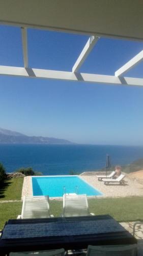 a swimming pool with a view of the ocean at PRINCESS OF BLUE EAGLES RETREAT in Skaloma