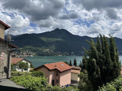 a view of a body of water and a mountain at Luxury Apartment SOLE in Moltrasio