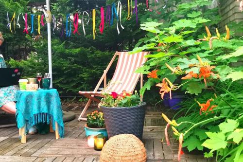 Jardín al aire libre en Green Apartament Żoliborz