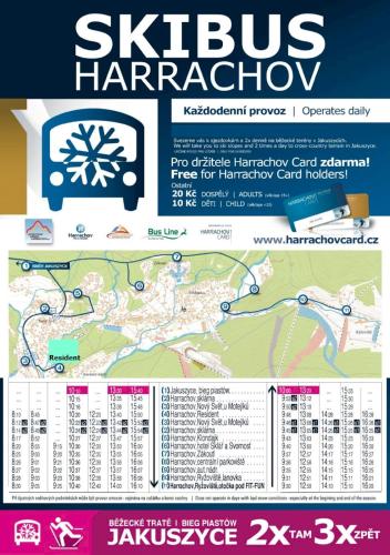 a brochure for a ski resort with a map at Apartmán Resident A001 - BEZBARIÉROVÝ Apartmán ideální pro rodiny s dětmi, v těsné blízkosti Anenského údolí, bobové dráhy, Ski areálů, Ski školy, FREE PARKING, FREE WIFI, výhled do zahrady s posezením na terase, dětské hřiště v areálu in Harrachov