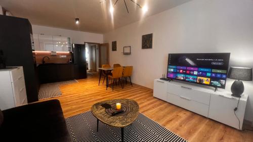 Televízia a/alebo spoločenská miestnosť v ubytovaní Apartment Budweis 2kk České Budějovice