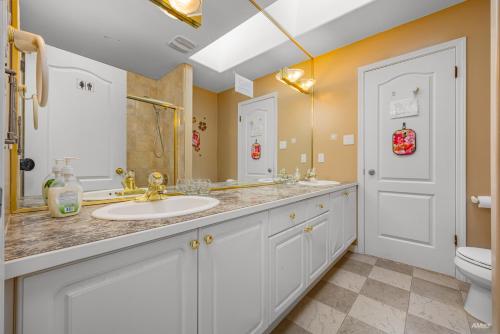 a bathroom with a sink and a toilet at Charming Family Hotel in Richmond