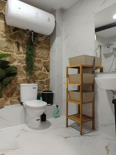 a bathroom with a toilet and a sink at La Guinda Real- Centro histórico in Vigo