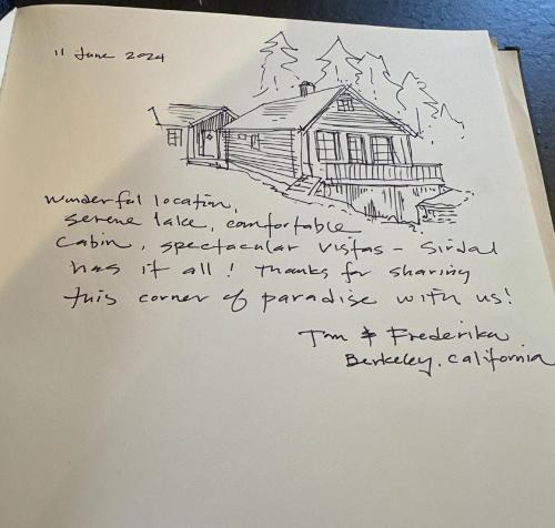 a drawing of a house on a piece of paper at Holiday cottage with sauna close to Kjeragbolten-Bedding included in Tjørhom