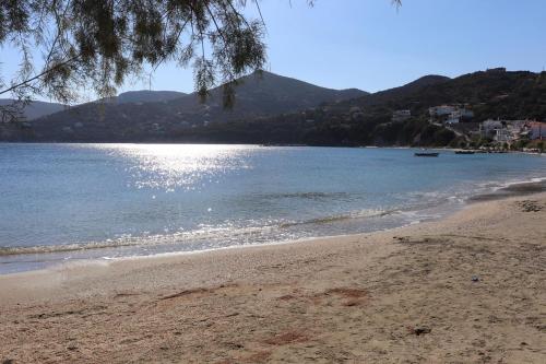 a beach with a view of the water at Aegean View in Áyioi Apóstoloi