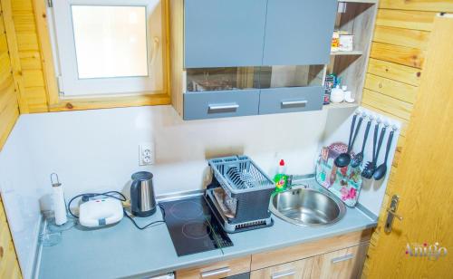 a small kitchen with a sink and a counter top at Pyramid Energy House in Visoko