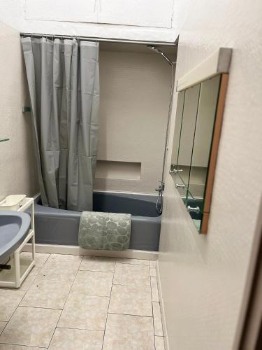 une salle de bain avec douche et lavabo dans l'établissement Appartement T3 rez de jardin, à Marseille
