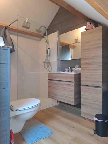 Koupelna v ubytování Au Sarseyis - studio d'hôtes - studio équestre