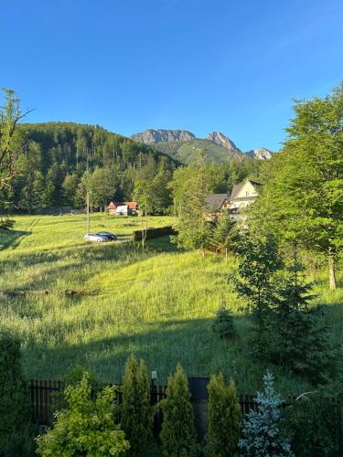 a view of a field with mountains in the background at Apartamenty & Pokoje MyWy in Zakopane