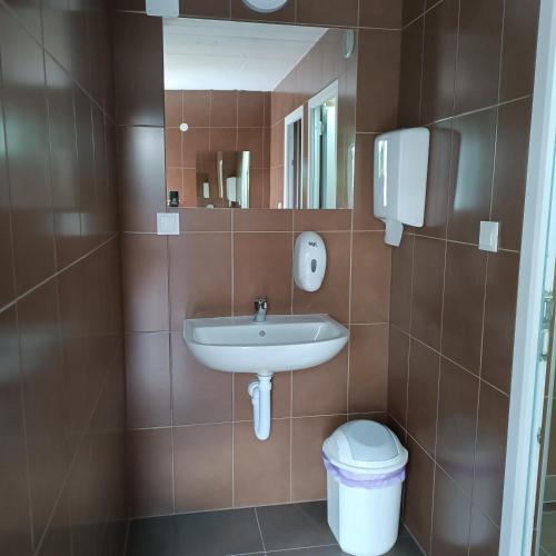 un baño con lavabo e inodoro en Kamp Markešić, en Šćit
