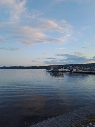 a large body of water with boats in it at George&K Apartament in Larvik