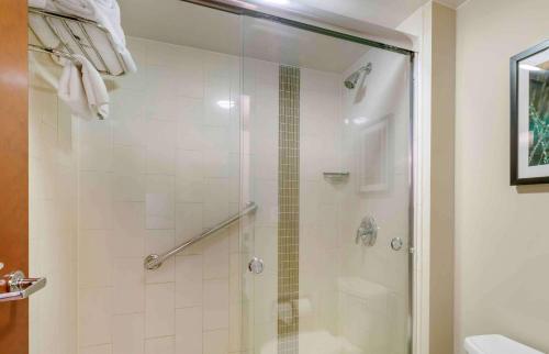 a shower with a glass door in a bathroom at Extended Stay America Premier Suites - Pittsburgh - Cranberry Township - I-76 in Cranberry Township