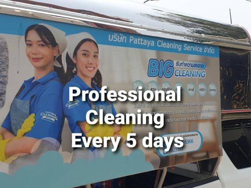 a billboard for a cleaning agency with the words professional cleaning every days at BASE Central Pattaya King-Bed in Pattaya
