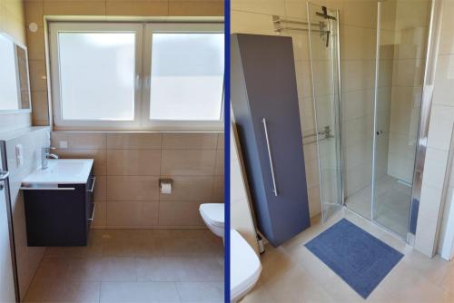 Koupelna v ubytování Apprimus Ferienwohnungen - Waldsee Rieden Panoramaterrasse 8 EG