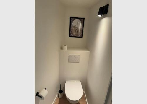 a bathroom with a white toilet in a room at Opera Boutique Rooms in Ghent