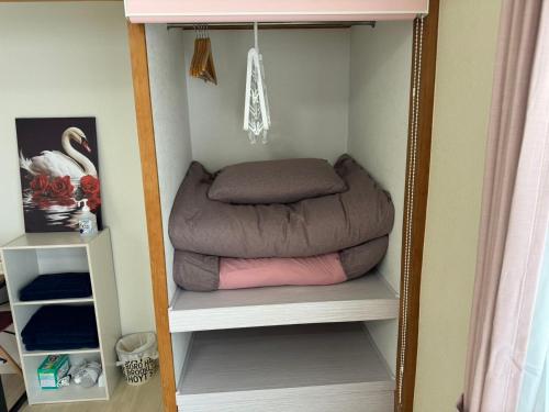 a large ottoman sitting on a shelf in a closet at プレストスクエア松島町 in Takamatsu