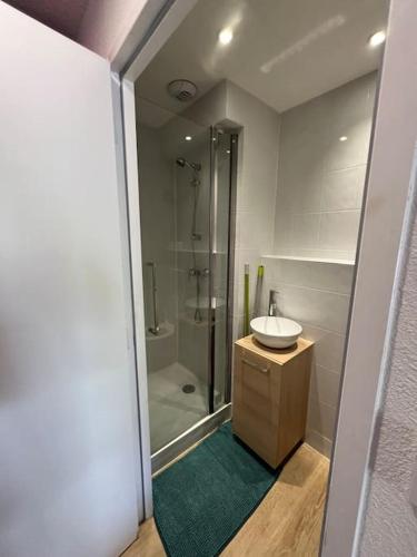 une salle de bain avec un lavabo et une douche dans l'établissement JOIA Bassin d'Arcachon - NOTRO 208, à La Teste-de-Buch