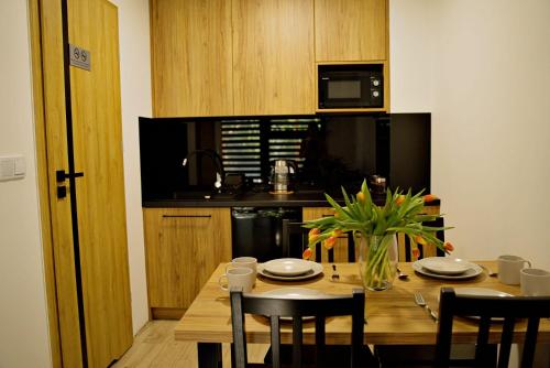 Kuchyň nebo kuchyňský kout v ubytování Nadwiślańska Apartments - Lipowa, 11km od Zator, Energylandia