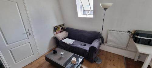 un petit salon avec un canapé et une table dans l'établissement Le Petit Paris, à Paris