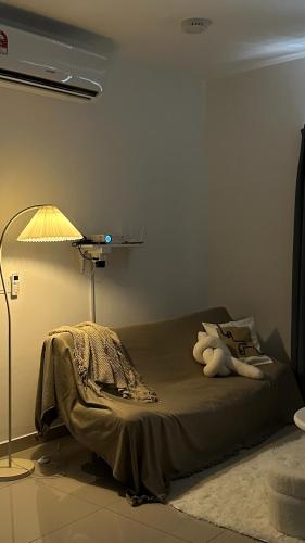 Ένα ή περισσότερα κρεβάτια σε δωμάτιο στο Cozy n New Eco Style