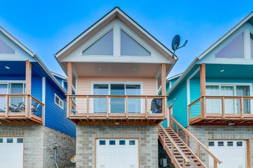 a house with two balconies on top of it at Peaceful Fall Escape Oregon Home with Ocean View in Yachats