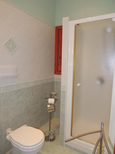 a bathroom with a toilet and a shower at Residenza Panoramica Villa Carmela in Rocca Cilento
