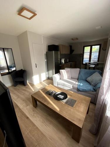 un salon avec un canapé et une table basse dans l'établissement Appartement 2-4 personnes - Triel Sur Seine, à Triel-sur-Seine