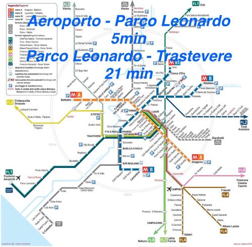 a map of the paroro leominte subway at AGM Suite Rome Airport FCO - Attico Parco Leonardo in Fiumicino