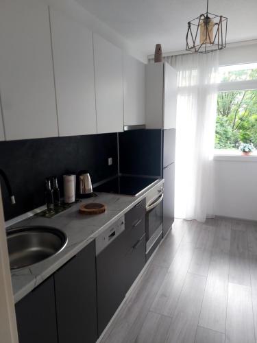 a kitchen with a sink and a counter top at Aurora in Bihać