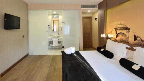 a hotel room with a bed and a bathroom at Hotel Saint Sophia in Istanbul
