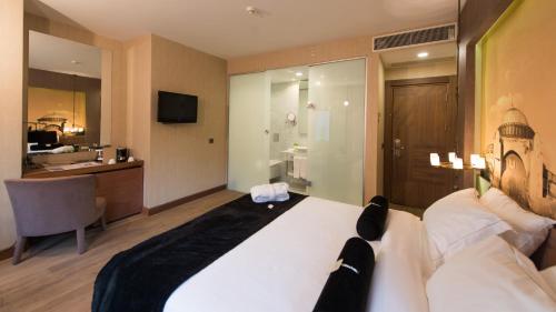 a hotel room with a bed and a bathroom at Hotel Saint Sophia in Istanbul