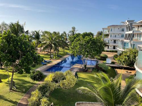 an aerial view of a resort with a swimming pool at Beach Bliss in Trincomalee