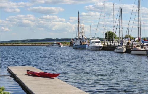 a group of boats docked at a dock in the water at Apartment Havnevej Nykøbing Sj V in Nykøbing Sjælland