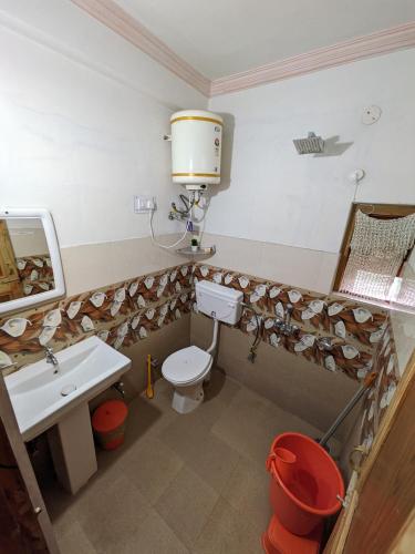 a bathroom with a toilet and a sink at Aashirwad Homestay Kullu in Kulu