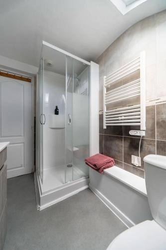 une salle de bain avec douche et toilettes dans l'établissement Le Doumer - Charmant 2 pièces en Centre Ville, à Vichy
