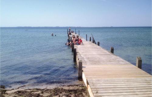 a group of people sitting on a dock in the water at Holiday Home Vesterbakken Assens Ii in Assens