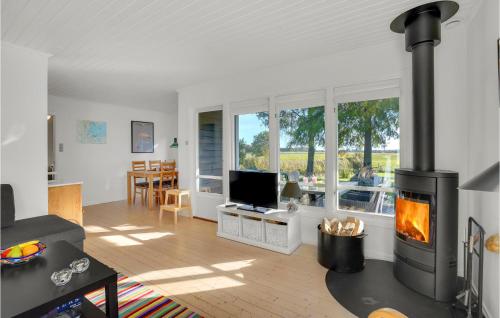 ein Wohnzimmer mit Kamin und Fernseher in der Unterkunft Stunning Home In Faxe With Wifi in Faxe