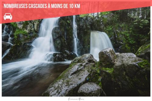 a magazine with a picture of a waterfall at Chalet O FIL DE LO - wifi, BBQ, parking in Xonrupt-Longemer