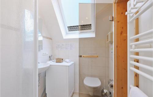 a white bathroom with a toilet and a sink at Gorgeous Apartment In Rechlin With Wifi in Rechlin