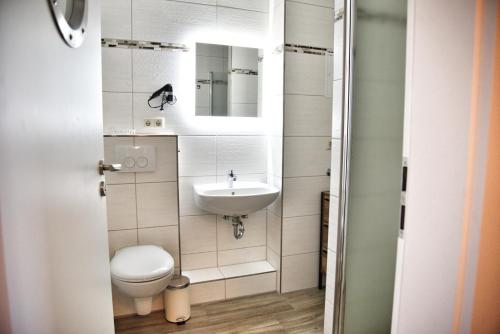 a bathroom with a toilet and a sink at Lagunenstadt am Haff Fewo 119 - Marina in Ueckermünde