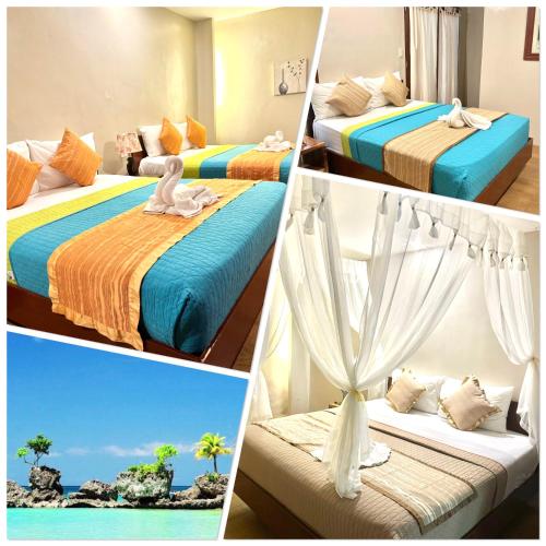 Ένα ή περισσότερα κρεβάτια σε δωμάτιο στο White Beach Suites Boracay