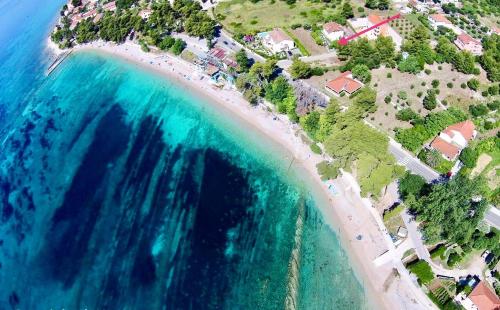 an aerial view of a beach and the ocean at Morska in Orebić