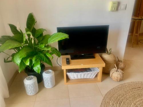 ランポーヤにあるPiso RoSaのリビングルーム(テレビ付)