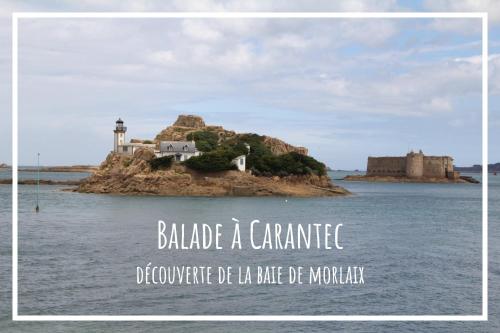 a picture of a small island in the water with a lighthouse at La Clé de Taulé in Taulé