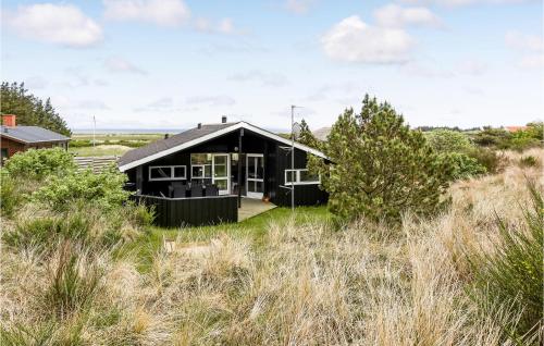 a black house in the middle of a field at Three-Bedroom Holiday Home In Hvide Sande in Hvide Sande