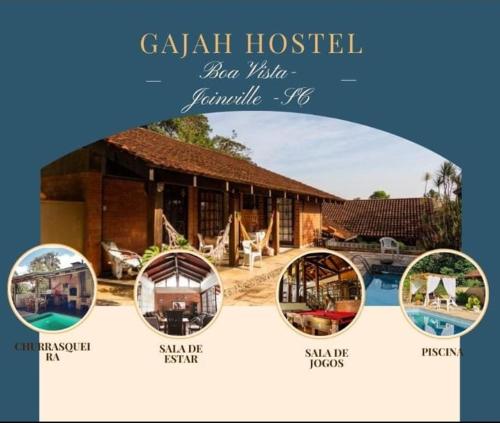 a collage of photos of a hotel at Gajah in Joinville