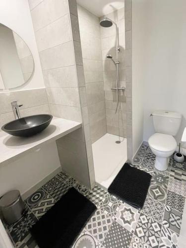 a bathroom with a sink and a toilet at Studio Napoléon - N3 in Alençon