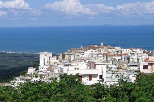 a group of white buildings on a hill near the ocean at Amazing Gargano in Ischitella