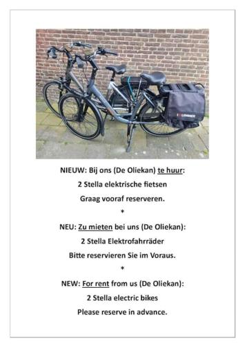a bike is parked next to a brick wall at Appartement De Oliekan Small in Lemmer
